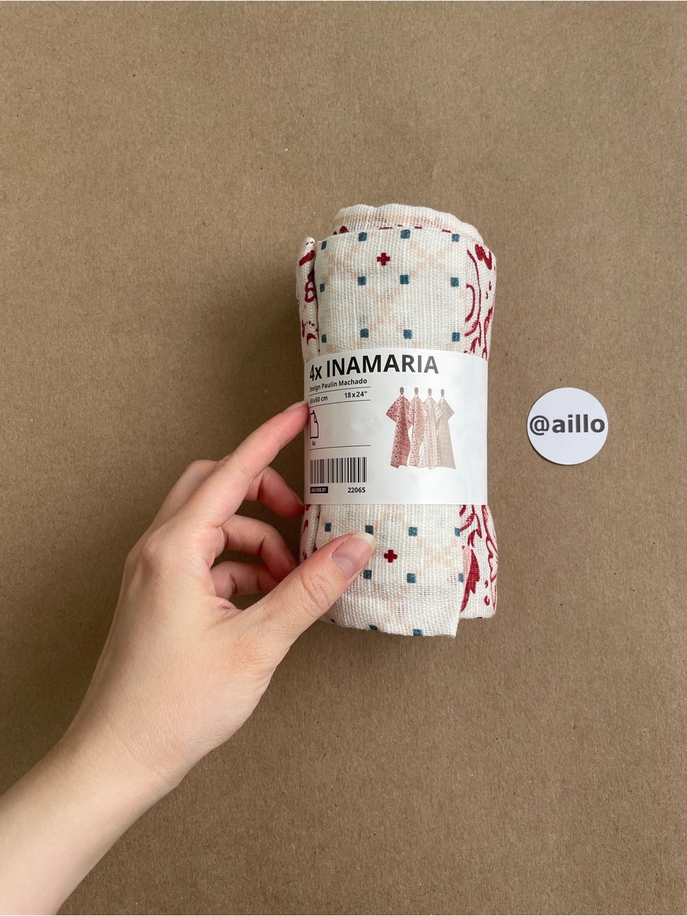 IKEA INAMARIA Tea towel, patterned red pink white